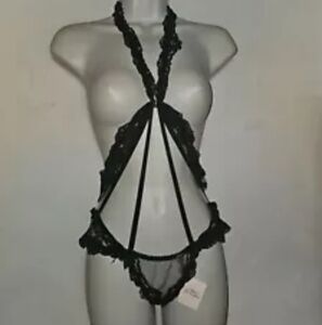 Agent Provocateur Lacy Black Lace Ouvert Bodysuit size AP 2 Small NWT